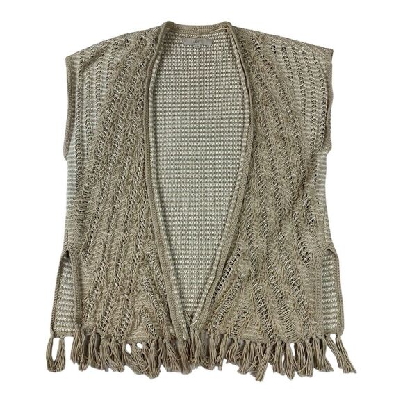 Loft Sweater Vest Womens Small Brown Crocheted Open Fringed‎ Boho Cottagecore - Picture 4 of 9